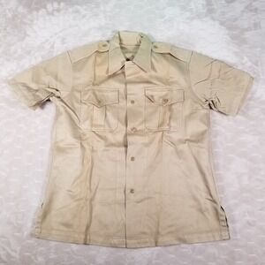 VTG 50s US MILITARY ARMY‎ Khaki Cotton Twill Uniform Shirt STAINED See Pics